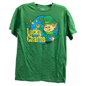 Lucky Charms thrashed Green t-shirt  Lucky the Leprechaun Sz L